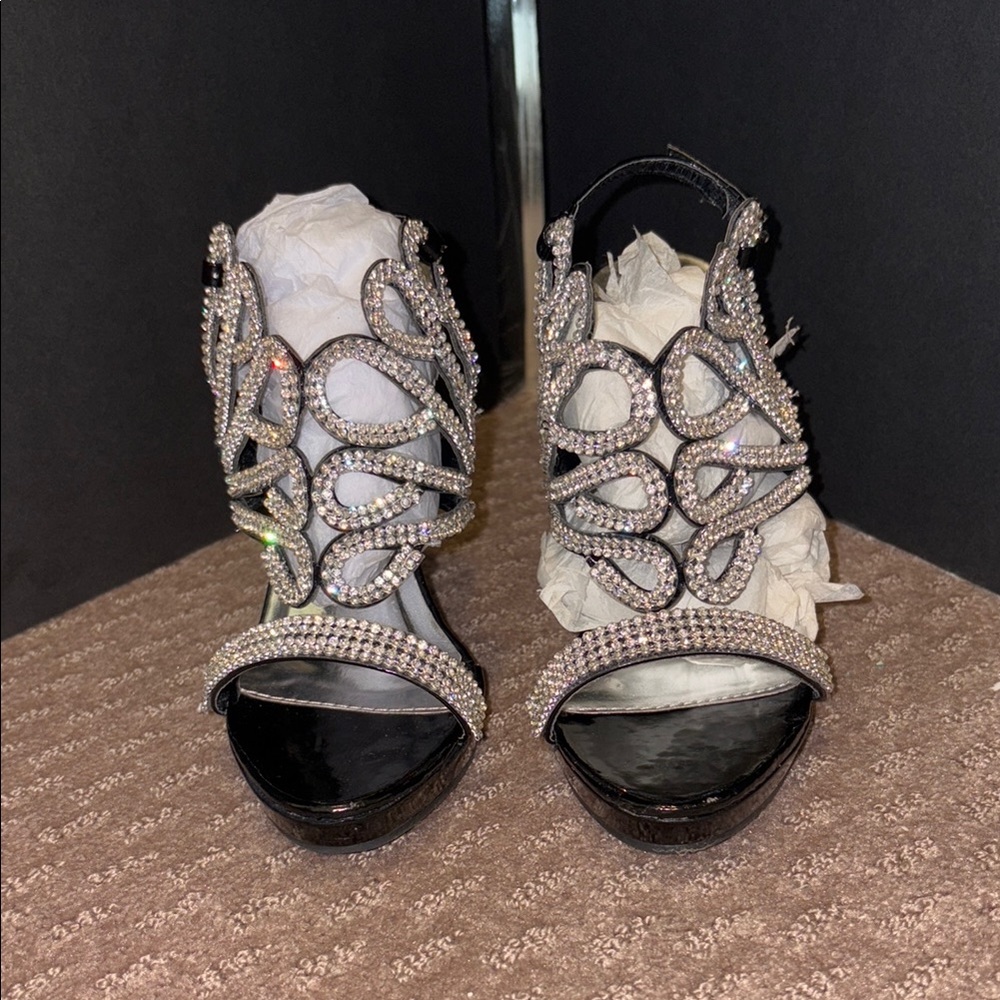 Elegant Black and Silver Women's Heels